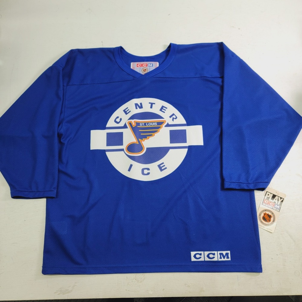 Vintage 80's St. Louis Blues NHL CCM Center Ice Blue Hockey Jersey Mens Sz L NWT